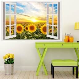 3D Window Flowers Decal, Frame, Wall Decor, Flower Decals, Vinyl Stickers, Peel & Stick Vinyl W29 - thumbnail 3