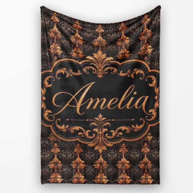 Rich Brown Bronze Vertical Baroque Stripe Seamless Pattern Name Cute Personalised Custom Super Soft Fleece Blanket Bed Sofa Throw - image 1