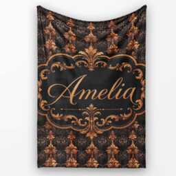Rich Brown Bronze Vertical Baroque Stripe Seamless Pattern Name Cute Personalised Custom Super Soft Fleece Blanket Bed Sofa Throw - thumbnail 1