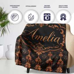 Rich Brown Bronze Vertical Baroque Stripe Seamless Pattern Name Cute Personalised Custom Super Soft Fleece Blanket Bed Sofa Throw - thumbnail 2