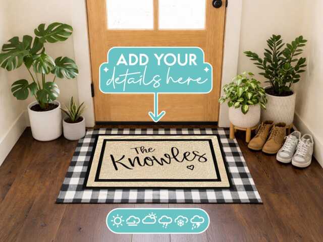 Custom Family Name Doormat, All Weather Front Door Mat - image 1