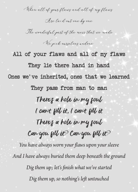 Bastille A4 Song Lyrics Print, Music, Song, Special, Anniversary, Keepsake, Love, Gift, Present, Bespoke, Wedding Song - image 1