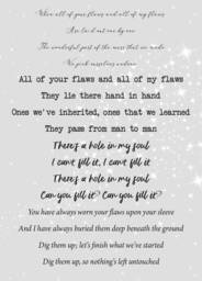 Bastille A4 Song Lyrics Print, Music, Song, Special, Anniversary, Keepsake, Love, Gift, Present, Bespoke, Wedding Song - thumbnail 1