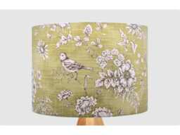 Handmade Lampshade Sage Green Finch Bird Fabric Drum, Vintage Floral Botanical Light Shade For Table/Floor Lamp Or Ceiling Pendant