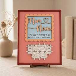 Custom Mom Nana Wooden Sign, Personalized Family Puzzle Name Plaque, Meaningful Mothers Day Gift, Unique Grandma Wall Decor - thumbnail 4