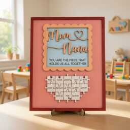 Custom Mom Nana Wooden Sign, Personalized Family Puzzle Name Plaque, Meaningful Mothers Day Gift, Unique Grandma Wall Decor - thumbnail 2