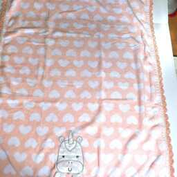 Baby Crinkle Unicorn Crochet Blanket - Peach & White - thumbnail 4