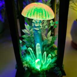 Handmade Color Changing Mushroom Lantern - Fantasy Led Night Light, Usb Decor - thumbnail 3