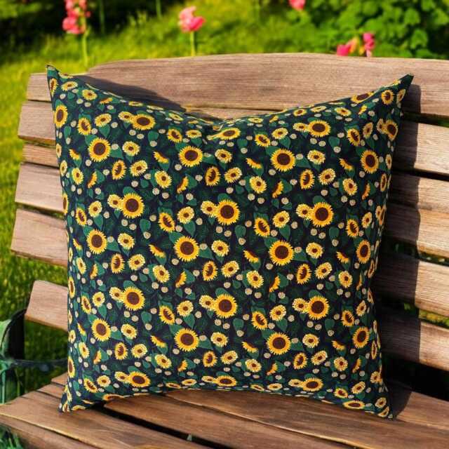 Rifle Paper Co Curio Sunflower Fields in Navy Fabric Pillow Cover - image 1