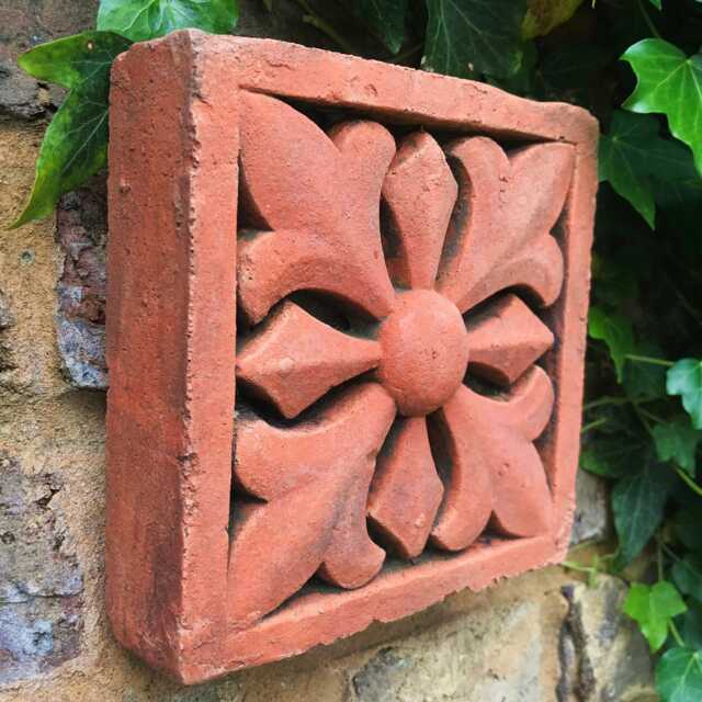 Decorative Brick Copy Of Antique Terracotta Wall Tile - Fleur De Lys Cross Design - image 1