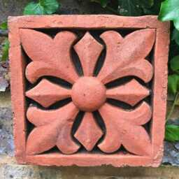 Decorative Brick Copy Of Antique Terracotta Wall Tile - Fleur De Lys Cross Design - thumbnail 3