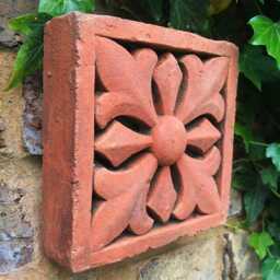 Decorative Brick Copy Of Antique Terracotta Wall Tile - Fleur De Lys Cross Design - thumbnail 1