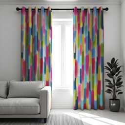 Colorful Brushstroke Curtains, Abstract Paint Pattern Drapes, Vibrant Art Decor Bold Window Panel, Modern Living Room Curtains - thumbnail 3