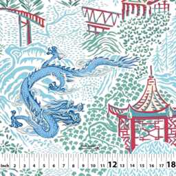 Imagine Dragon 5 Colors Asian Pagoda Oriental Chinoiserie Linen Blend Curtain, Valance Pleated, Lined Drapery Panel Offered As Upgrades - thumbnail 3