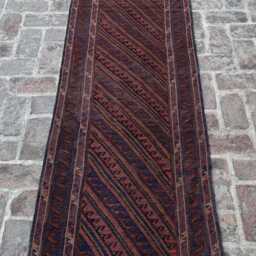 2'6x12'10 Turkmen Runner Rug - Hand-Knotted Wool Moshwani , Oriental Cozy Geometric Design Kitchen Hallway - thumbnail 2