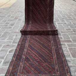 2'6x12'10 Turkmen Runner Rug - Hand-Knotted Wool Moshwani , Oriental Cozy Geometric Design Kitchen Hallway - thumbnail 3