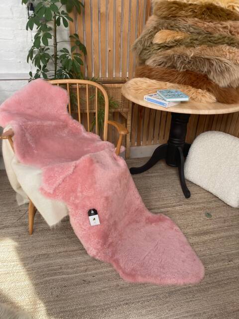Baby Pink Double Short Wool Shearling, Genuine Sheepskin, 70 X 180cm - image 1