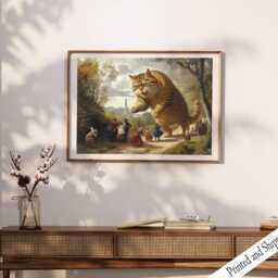 Funny Cat Art Print Victorian Landscape, Terror Wall Decor - thumbnail 3