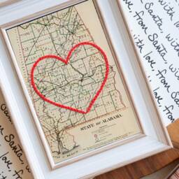 Alabama Heart Map, Framed Wall Art, Personalized Anniversary Gift, Custom Engagement Gift For Her, Valentine For Him, United States Map - thumbnail 3