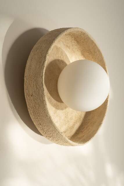 Beige Ceramic Wall Sconce Unique Art Deco Home Lighting - image 1