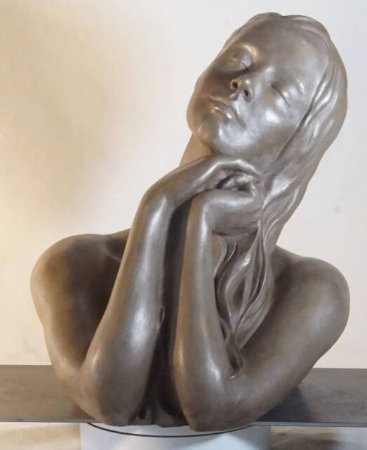 Sun Worshipper Bronze Resin Sculpture By Christine Baxter - image 1
