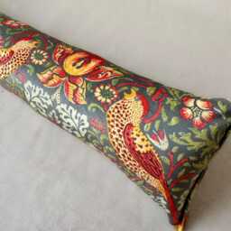 Strawberry Thief Grey Velvet Heavy Draught Excluder - William Morris 70-200cm Weighted Draft Stopper Windows & Doors - thumbnail 1