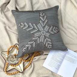 Art Silk Beaded Sequins Starfish Gray Decorative Pillow Sham, 24x24/26x26, Beach Style Euro Square Pillowcase - Starry Light - thumbnail 3