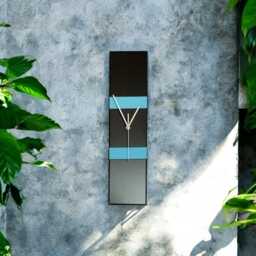 Handmade Black Ceramic Wall Clock, Blue Accent, Modern Rectangle, Non-Ticking/Sweeping Mechanism - thumbnail 3