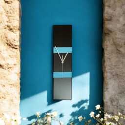 Handmade Black Ceramic Wall Clock, Blue Accent, Modern Rectangle, Non-Ticking/Sweeping Mechanism - thumbnail 2