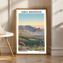 Cape Town Table Mountain Art Print South African Landscape, Sunset Colors - thumbnail 1