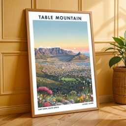 Cape Town Table Mountain Art Print South African Landscape, Sunset Colors - thumbnail 3