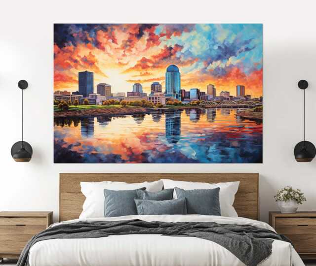 Abstract Little Rock Canvas Print, Skyline, Sunset in Wall Art, Arkansas Poster - image 1