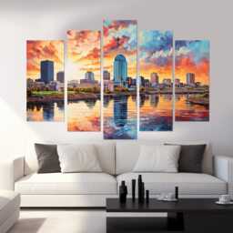 Abstract Little Rock Canvas Print, Skyline, Sunset in Wall Art, Arkansas Poster - thumbnail 3
