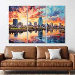 Abstract Little Rock Canvas Print, Skyline, Sunset in Wall Art, Arkansas Poster - thumbnail 2