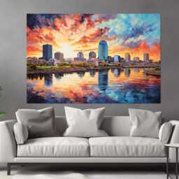 Abstract Little Rock Canvas Print, Skyline, Sunset in Wall Art, Arkansas Poster - thumbnail 4