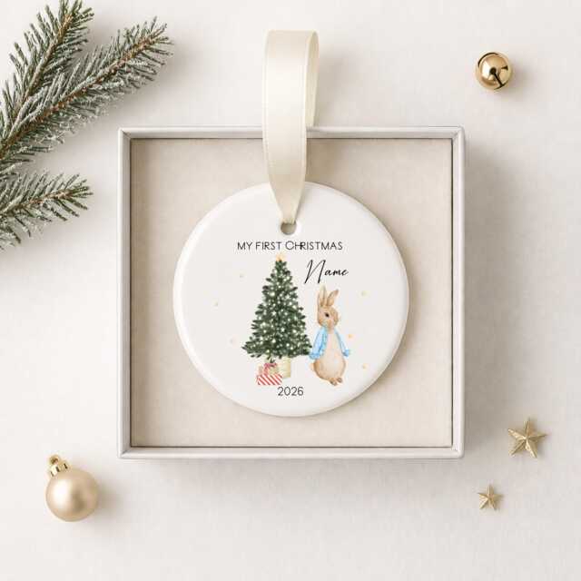 Personalised Baby's First Christmas Ornament - Ceramic Bauble Custom Newborn Gift 1st Xmas Tree Decoration Any Name Keepsake 2025 - image 1