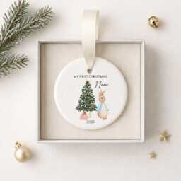 Personalised Baby's First Christmas Ornament - Ceramic Bauble Custom Newborn Gift 1st Xmas Tree Decoration Any Name Keepsake 2025 - thumbnail 1