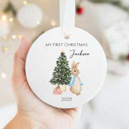 Personalised Baby's First Christmas Ornament - Ceramic Bauble Custom Newborn Gift 1st Xmas Tree Decoration Any Name Keepsake 2025 - thumbnail 3