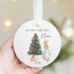 Personalised Baby's First Christmas Ornament - Ceramic Bauble Custom Newborn Gift 1st Xmas Tree Decoration Any Name Keepsake 2025 - thumbnail 2