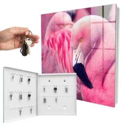 Pink Beauty Wall Mounted Key Cabinet, Box For Wall, Photographic Animals, Nature Lovers - thumbnail 2