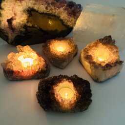 Amethyst Cluster Candle Holder - B Grade - Rk2-27 - thumbnail 2