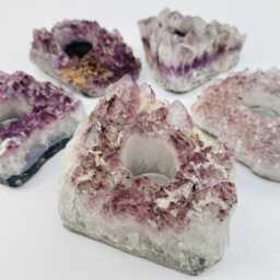 Amethyst Cluster Candle Holder - B Grade - Rk2-27 - thumbnail 3