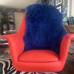 Classic Blue Mongolian Sheepskin Throw Rug Luxe Home Decor - 48x24 Inches - thumbnail 3