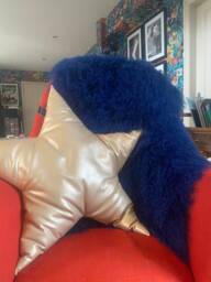 Classic Blue Mongolian Sheepskin Throw Rug Luxe Home Decor - 48x24 Inches - thumbnail 1