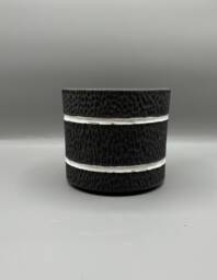 Handmade Black Ceramic Planter - Textured Succulent Pot With White Accents