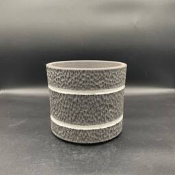 Handmade Black Ceramic Planter - Textured Succulent Pot With White Accents - thumbnail 4