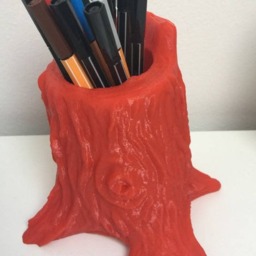 Tree Stump Pencil Holder 3D Printed Pen Cup, Boho Home Decor - thumbnail 3