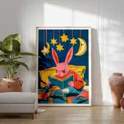 Reading Bunny Poster, Nursery Animal Print, Children's Wall Art - thumbnail 4