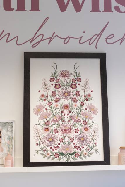 Large Embroidered Artwork/Bespoke Embroidery Home Venue Decoration Custom Floral Design - image 1