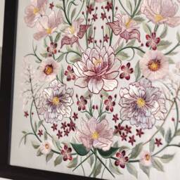 Large Embroidered Artwork/Bespoke Embroidery Home Venue Decoration Custom Floral Design - thumbnail 2